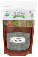 Whole Foods Market Aurora Organic French Lentils 24oz packaging; easy pantry staple.