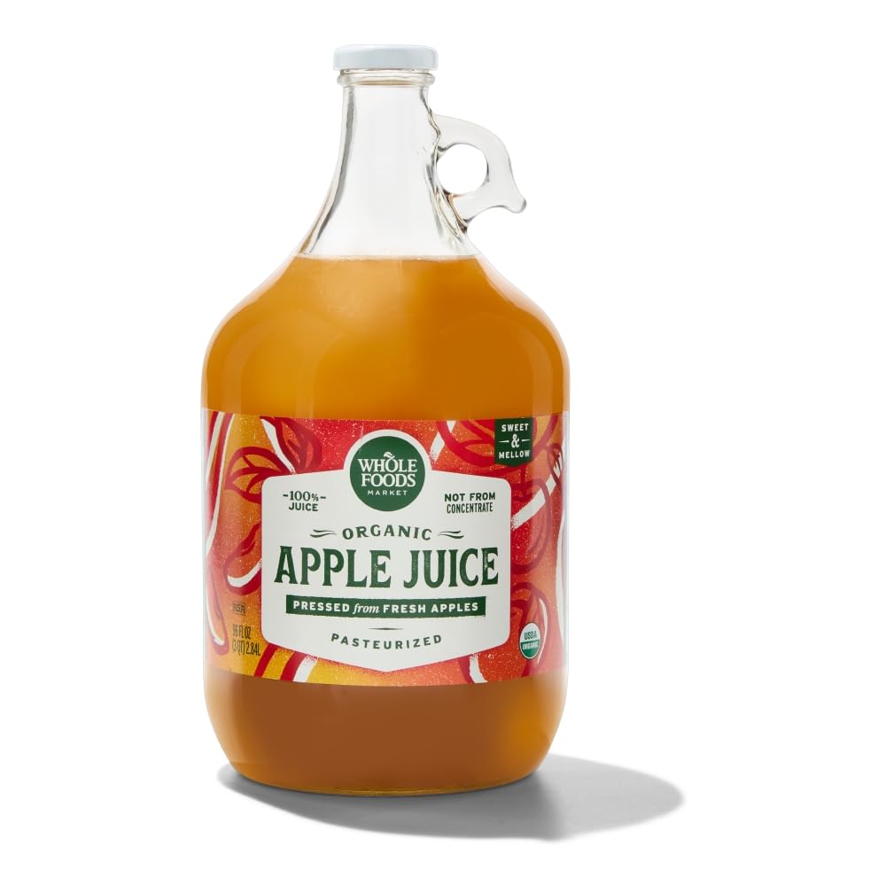 Whole Foods Market Organic Apple Juice bottle, 96 oz, refreshing addition to family meals
