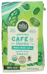 Whole Foods Market Organic Café la Duena coffee bag 12 oz with resealable closure for freshness