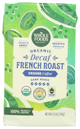 Whole Foods Market organic decaf coffee bag with rich aroma for a smooth, caffeine-free morning