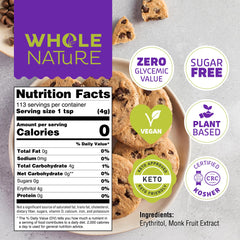Whole Nature Monk Fruit Sweetener coffee cup pour provides cup-for-cup sweetness without calories.