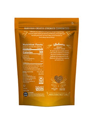 Wholesome Coconut Sugar bag back with certifications and fair trade notes.