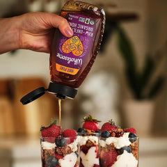 Wholesome Honey pour into tea shows smooth integration for warm beverages.