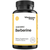 Wholesome Story Berberine 1500mg bottle with 90 vegan capsules for metabolic support.