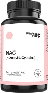 Wholesome Story NAC 600 mg bottle front view for daily antioxidant support