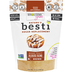 Wholesome Yum Besti Brown bottle pour shows sugar-free substitute for baking