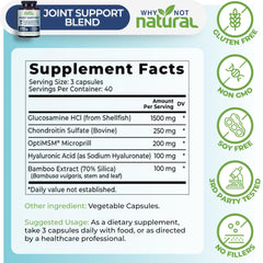 Why Not Natural glucosamine chondroitin MSM joint support hero image conveys durability.