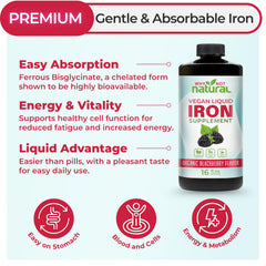 Why Not Natural liquid iron flavor blackberry captures pleasant taste for daily iron intake.