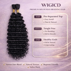 WIGICD boho braids 20in wet and wavy close-up for versatile styling.