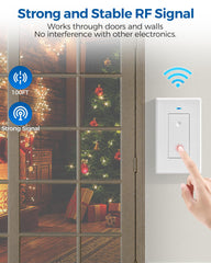 WILAWELS remote control outlet adhesive strips enable peel-and-stick installation.