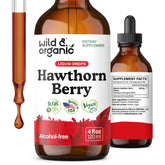 Wild & Organic Hawthorn Berry Tincture bottle with concentrated extract for overall support