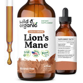 Wild & Organic Lions Mane Drops bottle for potential focus support.