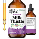 Wild & Organic Milk Thistle Liquid Drops bottle shows liver support.