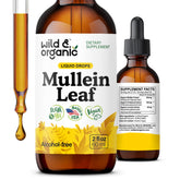Wild and Organic Mullein Drops bottle with natural ingredients for lung support