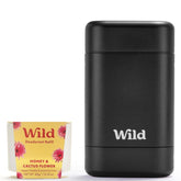 Wild deodorant starter kit with black case demonstrates a reusable design for daily use.