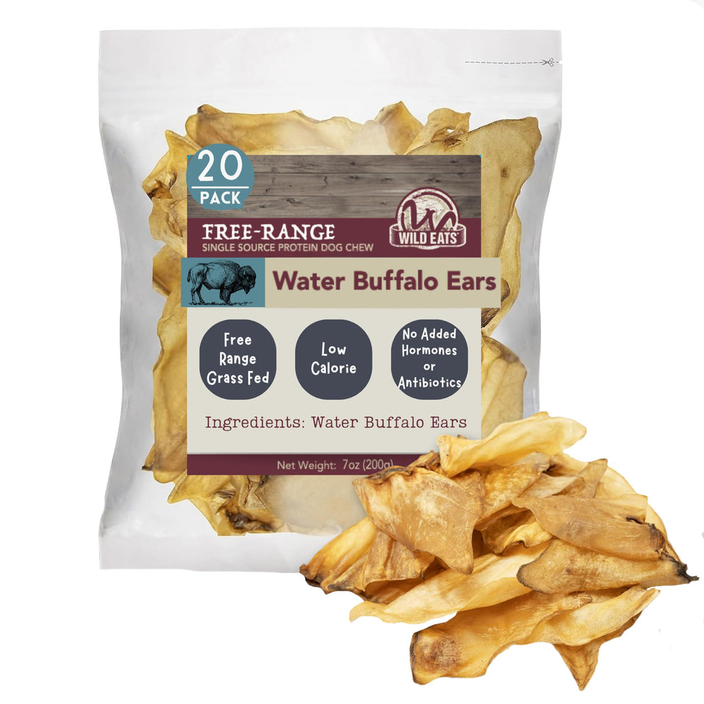 Wild Eats Water Buffalo Natural Ears for a satisfying chew and dental-friendly snack.