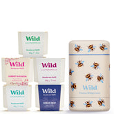 Wild Full Monty bee-print case; reusable aluminum deodorant housing for a zero-waste routine