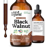 Wild & Organic Black Walnut Tincture bottle front for daily detox support.
