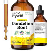 Wild & Organic Dandelion Drops bottle front highlighting liver support