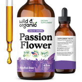 Wild & Organic Passion Flower Tincture bottle on a clean surface for mood support