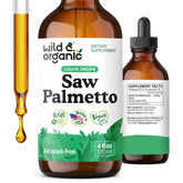 Wild & Organic Saw Palmetto bottle drops for daily urinary and hair wellness support
