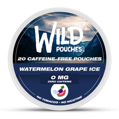 Wild Pouches Watermelon Grape Ice pack front shows caffeine-free flavor label.