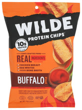 WILDE Brands Buffalo Protein Chips packaging highlights a high-protein, flavorful snack option.