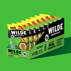 WILDE Spicy Queso Bag Closeup with allergen-free labeling.