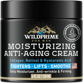 WildPRIME men's face moisturizer cream jar showcases rich texture for daily hydration.