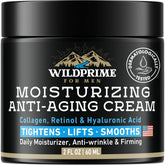 WildPrime men's face cream bottle close-up showing premium packaging for daily use.