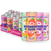 Wildwonder sparkling probiotic drink can close-up, a refreshing gut-friendly option in a 12-pack.