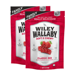 Wiley Wallaby licorice bag front resealable packaging for fresh snacking.