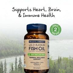 Label highlights 630mg EPA and DHA per serving for potent omega-3 content.