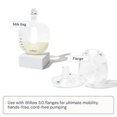 Willow bag holds 4 oz per bag for efficient pumping sessions.