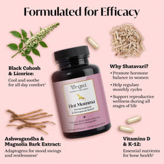 Winged Wellness Hot Momma label detail showing gluten-free and non-GMO formulation