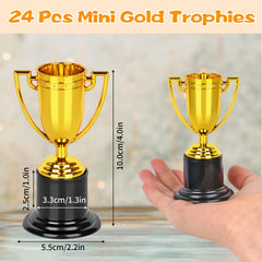 WINKIO gold-plated trophy with sturdy base for durable shelf display.