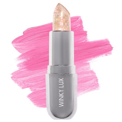 Winky Lux Rainbow Glitter Confetti Balm bottle with hydrating shine on lips