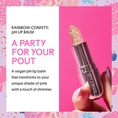 Confetti Balm swatches reveal a personalized pink color with light sparkle
