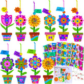 Winlyn 24-set spring flower head base for kids crafts, ideal for classroom projects