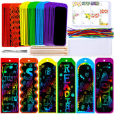 Winlyn rainbow scratch bookmarks kit contents for classroom projects