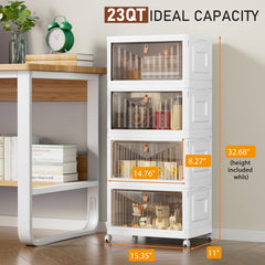 Wise Oannes 4-tier storage bins wheels side view showing mobility in a dorm