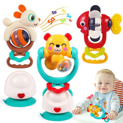 WITALENT 3-piece baby toy set with high chair suction rattle for meals.