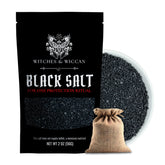 Witches & Wiccan black salt bag for ritual protection and space cleansing.