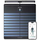 Withings Body Scan on a countertop showing the scale display for daily trend tracking