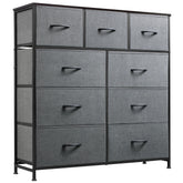 WLIVE 9-drawer dresser with fabric drawers for organized bedroom storage.