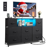 WLIVE black dresser TV stand with LED rhythm enhances living room ambiance
