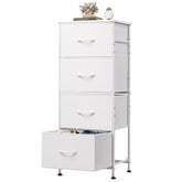 WLIVE dresser with four drawers in white, front view for organized clothing storage.