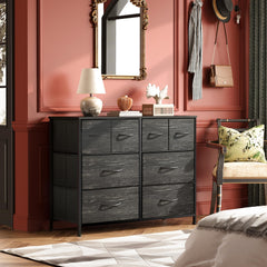 Adjustable feet on WLIVE dresser protect floors on uneven surfaces.