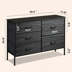 WLIVE dresser charcoal woodgrain top surface ideal for lamps and decor.