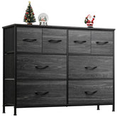 WLIVE dresser with eight deep fabric drawers and wood top for organized storage.